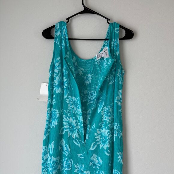 NWT K Petite Women's Vintage 2 Piece Set Dress and Short Sleeve Top Blue Floral - Picture 3 of 7